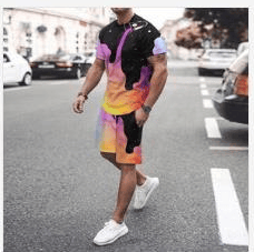 3D T-shirt digital printing short-sleeved shorts suit men's casual beach pants two-piece set - TZ-01 - 2XL