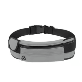 Unisex Portable Waist Bag; Canvas Outdoor Phone Holder; Waterproof Belt Bag; Fitness Sport Accessories For Running And Jogging - Grey