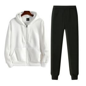 Printable Fall/Winter 2022 Relaxed Oversized Cardigan Fleece Hooded Couple Set - White - L