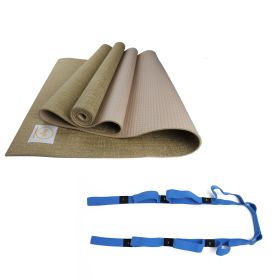 Yoga & Stretch Bundle – Eco Jute Yoga Mat with 10-Loop Elastic Strap for Flexibility, Pilates & Floor Workouts