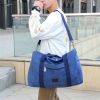 Canvas Travel Bag with Patch Decor Lightweight Luggage for Business Trips - khaki