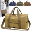Canvas Travel Bag with Patch Decor Lightweight Luggage for Business Trips - brown