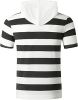 Men's New Muscle T-Shirt Gym Hooded Sports Short Sleeve Striped Slim T-Shirt - Dark gray-M