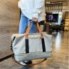 Foldable Waterproof Gym Duffel Bag – Grey Travel Sports Bag with Shoe Compartment, Yoga Mat Holder & Trolley Strap