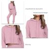 2 Piece Outfits for Women Crewneck Long Sleeve Crop Tops and Wide Leg Pants Sets - L - Pink