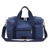 Canvas Travel Bag with Patch Decor Lightweight Luggage for Business Trips - blue