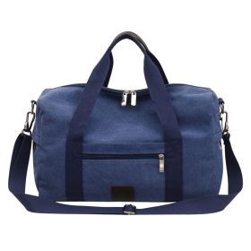 Canvas Travel Bag with Patch Decor Lightweight Luggage for Business Trips - blue