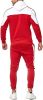 Men's Hooded Sweater Tracksuit Sports Casual Colorblock Sweater Jogger Pants 2-piece Set - RED-L