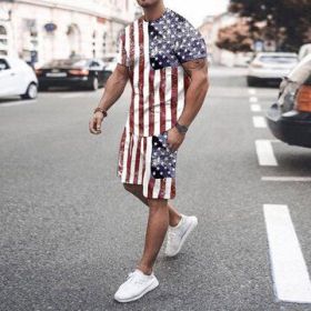 3D T-shirt digital printing short-sleeved shorts suit men's casual beach pants two-piece set - TZ04 - M
