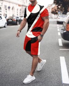 3D T-shirt digital printing short-sleeved shorts suit men's casual beach pants two-piece set - TZ54 - 5XL