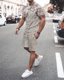 3D T-shirt digital printing short-sleeved shorts suit men's casual beach pants two-piece set - TZ59 - 5XL