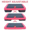 Adjustable Workout Aerobic Stepper in Fitness & Exercise Step Platform Trainer Red Black with 2 Risers - as Pic