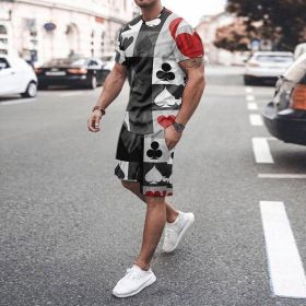 3D T-shirt digital printing short-sleeved shorts suit men's casual beach pants two-piece set - TZ12 - S