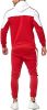 Men's Hooded Sweater Tracksuit Sports Casual Colorblock Sweater Jogger Pants 2-piece Set - RED-XL