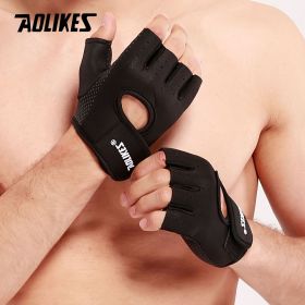 Aolikes 1pair Unisex Fitness Workout Gloves For Weightlifting Cycling Exercise Training Pull Ups Fitness Climbing And Rowing - Black - M