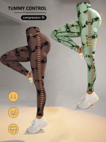 2 Pack Tie-dye Hollow High-waist Butt-lifting Women's Fitness Pants, Women's Tie Dye Cutout Tights Workout Yoga Leggings - 2PACK6 - S