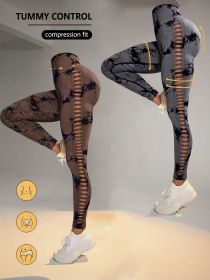 2 Pack Tie-dye Hollow High-waist Butt-lifting Women's Fitness Pants, Women's Tie Dye Cutout Tights Workout Yoga Leggings - 2PACK5 - L