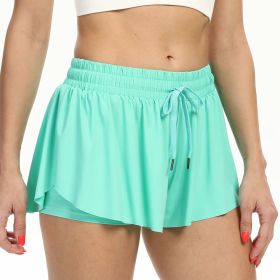 2 in 1 Flowy Tennis Skirts for Women Gym Yoga Shorts Athletic Running Workout Exercise Fitness Comfy Lounge Shorts Summer - S - Green