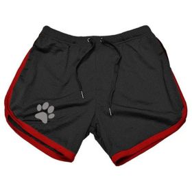 Men Gym Fitness Shorts Bodybuilding sports Jogging shorts Male 2022 Summer Cool Breathable Mesh casual men Shorts Sweatpants - M - Black red
