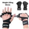 Weightlifting Fitness Gloves With Wrist Wraps; Silicone Gel Full Palm Protection; Gym Workout Gloves; Power Lifting Equipment - Black - XL