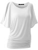 Free to Live Short Sleeve Casual Women's Dolman Tops - White - L