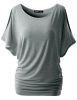 Free to Live Short Sleeve Casual Women's Dolman Tops - Grey - S