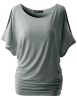 Free to Live Short Sleeve Casual Women's Dolman Tops - Grey - M