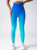 Women's High-Waisted Gradient Yoga Pants, Cutout Leggings, Booty Lifting, Athletic Long Tights For Fitness Workout, Breathable Sportswear - White - S