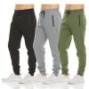 Mens 3 Pack Fleece Active Athletic Workout Jogger Sweatpants - 3pcs black gray green - S