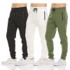 Mens 3 Pack Fleece Active Athletic Workout Jogger Sweatpants - 3pcs black white green - L