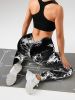 2 Pack Tie-Dye High Waist V-Back Yoga Leggings, Peach-Hip Enhancing Athleisure Tights, Sport Style Fitness Pants - 2PACK1 - S