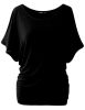 Free to Live Short Sleeve Casual Women's Dolman Tops - Black - XXXXL
