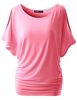 Free to Live Short Sleeve Casual Women's Dolman Tops - Black - XXXXL