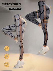 2 Pack Tie-dye Hollow High-waist Butt-lifting Women's Fitness Pants, Women's Tie Dye Cutout Tights Workout Yoga Leggings - 2PACK4 - S