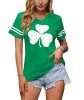 Spadehill St Patricks Day Women V-Neck Short Sleeve Summer T-Shirt - Green1 - M