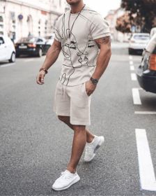 3D Printed T-Shirt & Shorts Set – Men's Casual Summer Two-Piece Outfit, TZ33, Size M