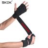 Weightlifting Fitness Gloves With Wrist Wraps; Silicone Gel Full Palm Protection; Gym Workout Gloves; Power Lifting Equipment - Pink - M