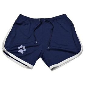 Men Gym Fitness Shorts Bodybuilding sports Jogging shorts Male 2022 Summer Cool Breathable Mesh casual men Shorts Sweatpants - L - Navy blue white