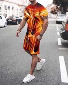 3D T-shirt digital printing short-sleeved shorts suit men's casual beach pants two-piece set - TZ30 - M