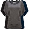 Free to Live Short Sleeve Casual Women's Dolman Tops - Black - XXXXL