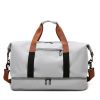 Foldable Waterproof Gym Duffel Bag – Grey Travel Sports Bag with Shoe Compartment, Yoga Mat Holder & Trolley Strap
