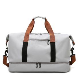 Foldable Waterproof Gym Duffel Bag – Grey Travel Sports Bag with Shoe Compartment, Yoga Mat Holder & Trolley Strap