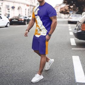3D T-shirt digital printing short-sleeved shorts suit men's casual beach pants two-piece set - TZ15 - XL
