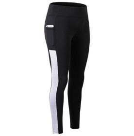 High Waist Out Pocket Yoga Pants Workout Running 4 Way Stretch Yoga Leggings Black - 5 - XL