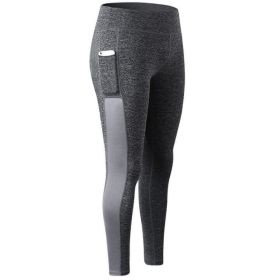 High Waist Out Pocket Yoga Pants Workout Running 4 Way Stretch Yoga Leggings Black - 1 - XL