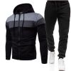 New triple color zipper sweater suit for men's sports leisure oversize loose sweater suit - Red - S