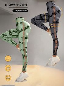 2 Pack Tie-dye Hollow High-waist Butt-lifting Women's Fitness Pants, Women's Tie Dye Cutout Tights Workout Yoga Leggings - 2PACK1 - M