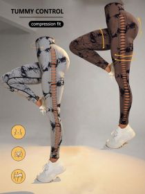 2 Pack Tie-dye Hollow High-waist Butt-lifting Women's Fitness Pants, Women's Tie Dye Cutout Tights Workout Yoga Leggings - 2PACK3 - L