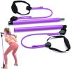 2-Section Pilates Bar with Latex Resistance Bands – Portable Full Body Strength Trainer for Squats, Yoga & Home Gym – Purple