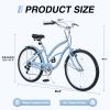 7 Speed Bicycles, Multiple Colors 26"Inch Beach Cruiser Bike - as Pic